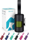 Dog Poop Bag Holder with Used Bag Hook(Black) | Silicone Strap Fits Any Leash, Large Opening for Easy Dispensing with 1 Bonus Roll of Waste Bags