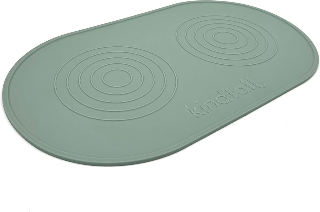 Dog & Cat Food Mat - Waterproof, Food-Grade Silicone Pet Placemat for Feeding & Water Bowls - Raised Edges Protect Floors - Non-Slip Grip - Dishwasher Safe - 19 x 11 Inches, Grey - view 8