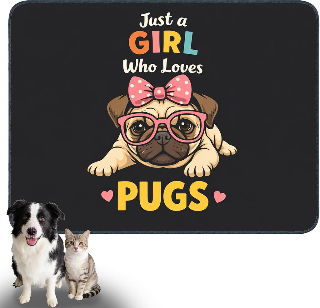 Playful Puppy Pet Food Mat Polyester 23.62x17.71 Inches | Pet Supplies Food Mat Dog Bowl Spill Pad Feeding Tray Kitchen Patio Pet Dining Nook (Puppy Design) - view 3