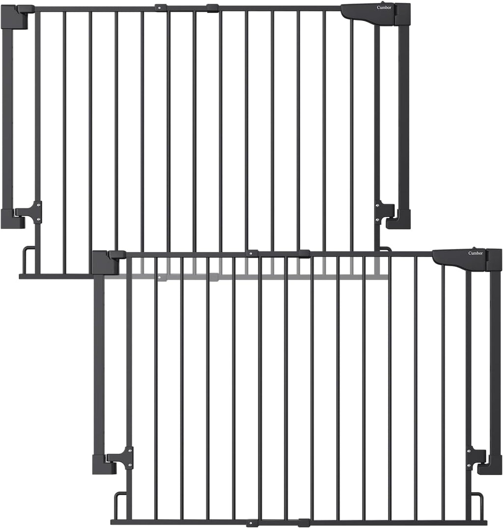 Expandable 31.6-48" No Bottom Bar Baby Gate for Stair, Wide Dog Gate | 2-in-1 Hardware Mounted, 28" Tall Pet Gate for Doorways with Large Walk Thru Door, Child-Proof Safety Gate for Kids (Black) - view 8