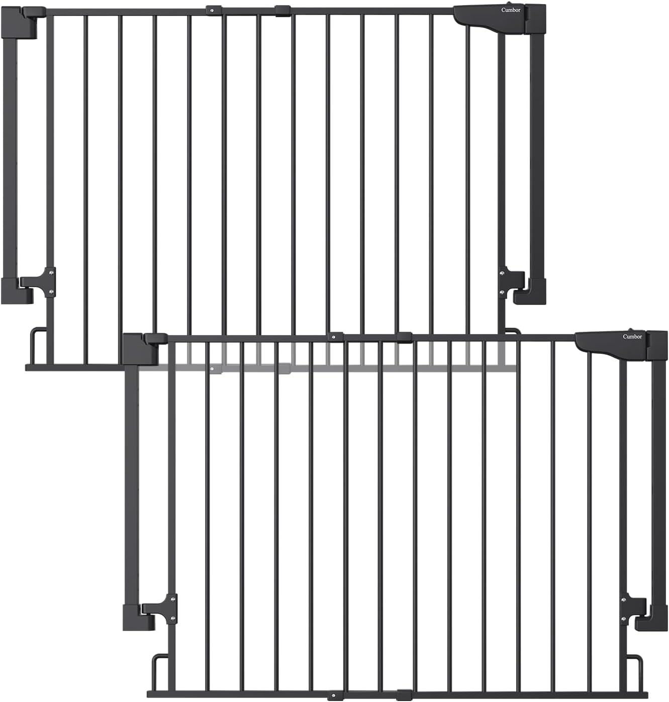 Expandable 31.6-48" No Bottom Bar Baby Gate for Stair, Wide Dog Gate | 2-in-1 Hardware Mounted, 28" Tall Pet Gate for Doorways with Large Walk Thru Door, Child-Proof Safety Gate for Kids (Black) - view 8