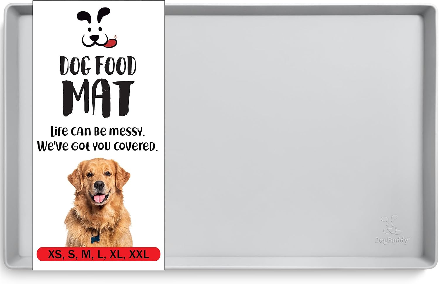 Non-Slip Silicone Food Mat for Dogs (XXL: 32" x 24", Taupe) - Waterproof, Nonslip Dog Feeding Mat with Raised Edges - view 8