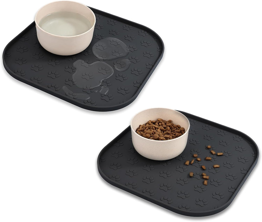 Pet Feeding Mat, Waterproof Anti-Slip Placemats for Dog Cat Bowl Silicone Pet Food Mat, Raised Edge Prevent Spills on Floor & Carpet, Dishwasher Safe (Beige, 11" x 11") - view 6
