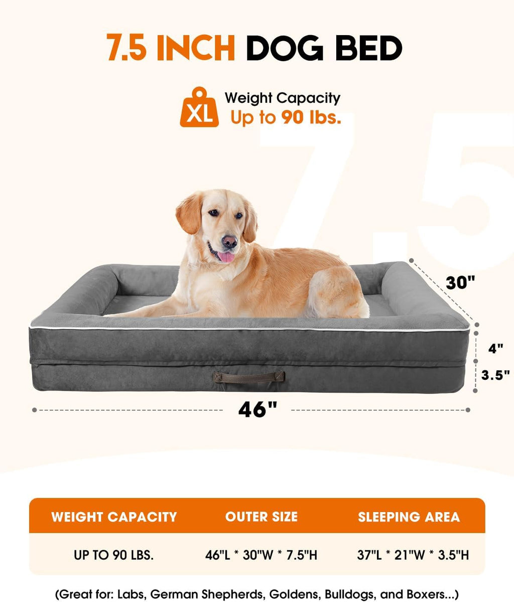 Orthopedic Dog Bed XL, Four-Sided Dog Sofa, Washable Cover, Gray - view 4