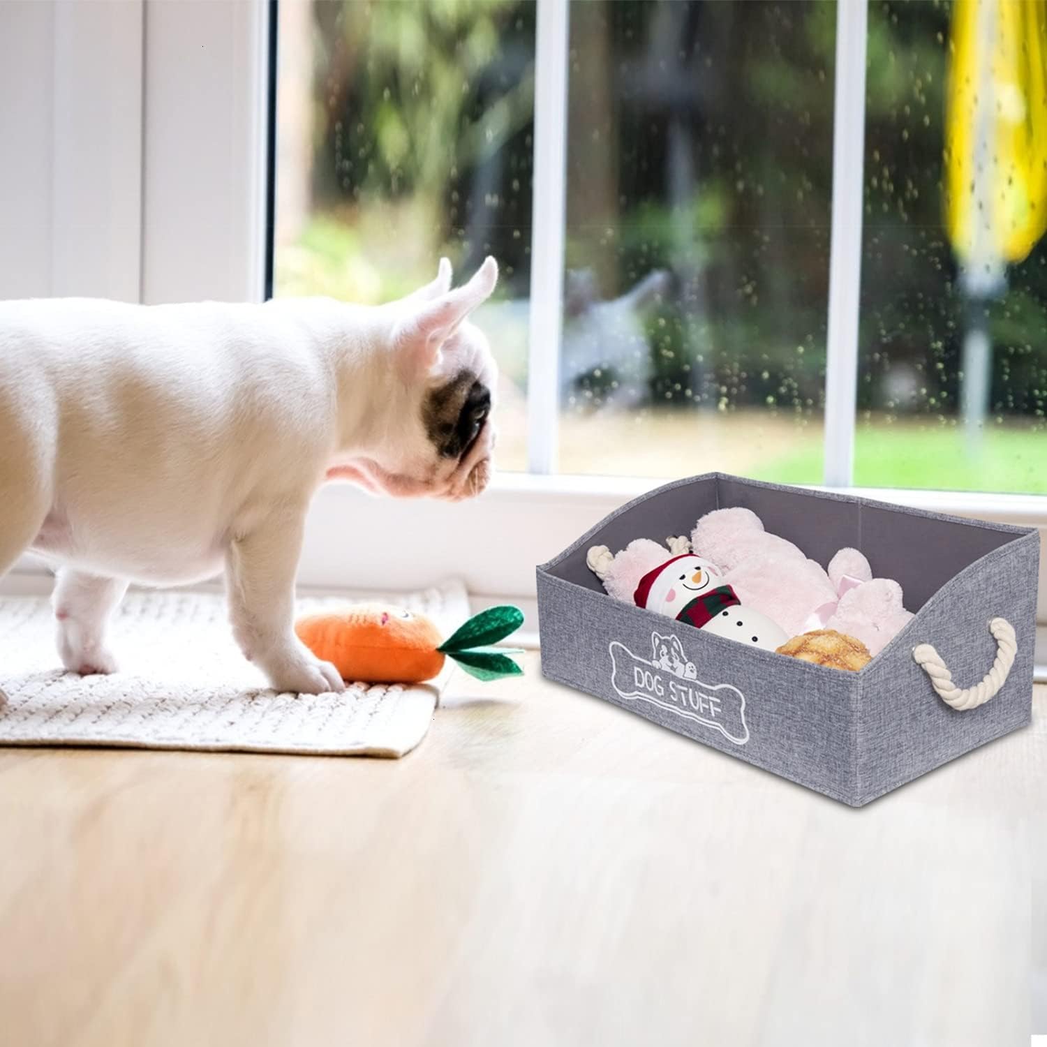 Large Dog Toy Box - Trapezoid Dog Toy Bin with Handles, Collapsible Pet Supplies Storage Basket, Perfect for Organizing Dog Cat Toys and Accessories - view 6