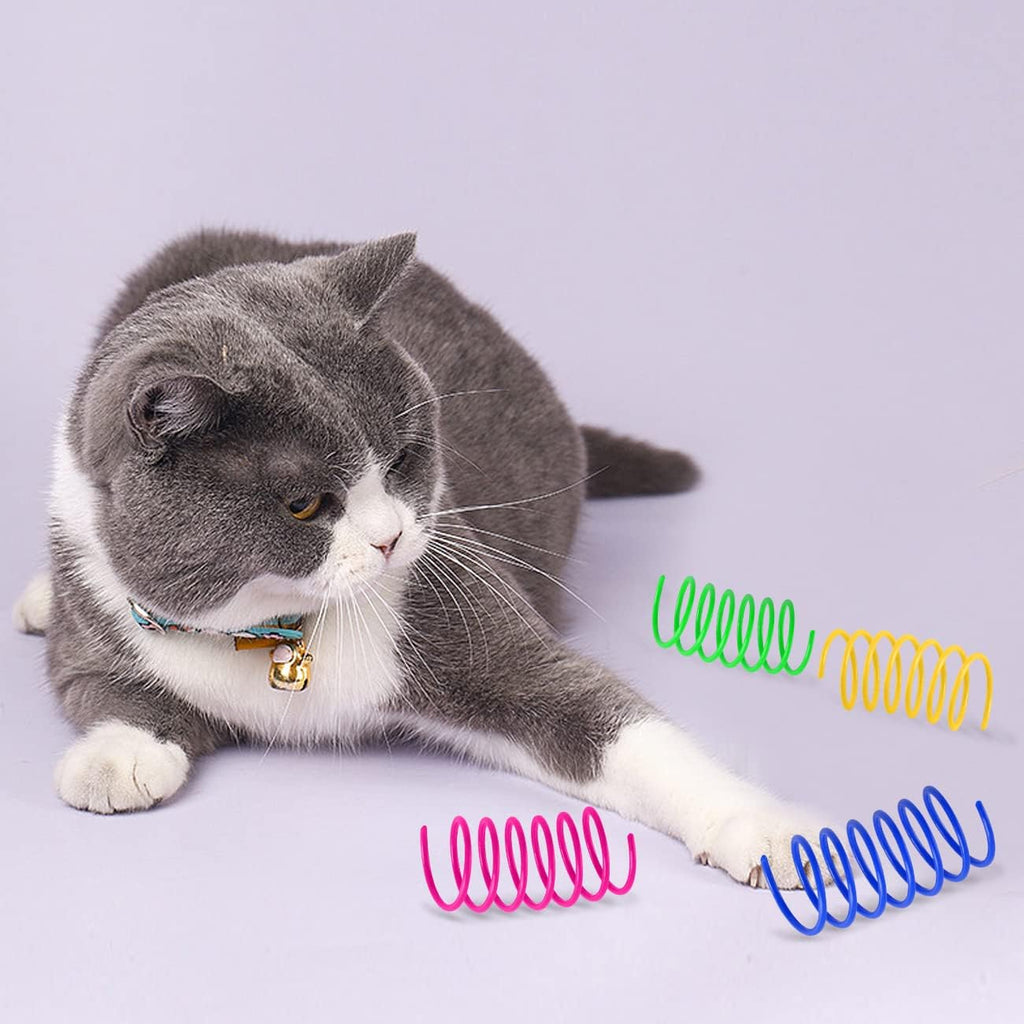 130 Pack Cat Spring Toy, Colorful Interactive Cat Toy Plastic Coil Spiral Springs for Indoor Cats Kitten Swatting, Biting, Hunting - view 7