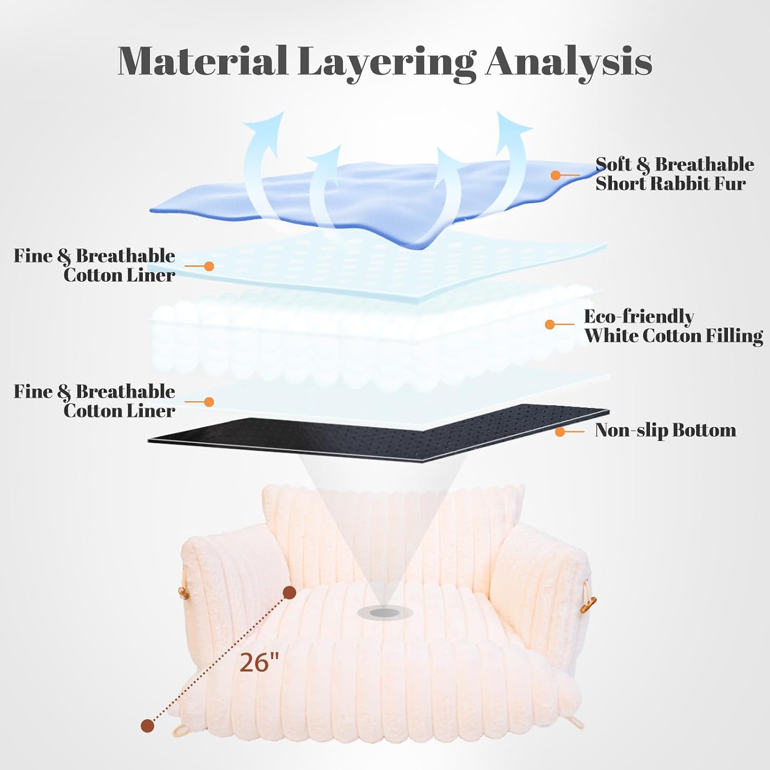 Cat Couch Bed for Indoor Cats Fluffy Cat Sofa Recliner with Removable Washable Cover Cute Pet Lounge Suitable for Puppy Kitten (Off-White) - view 5