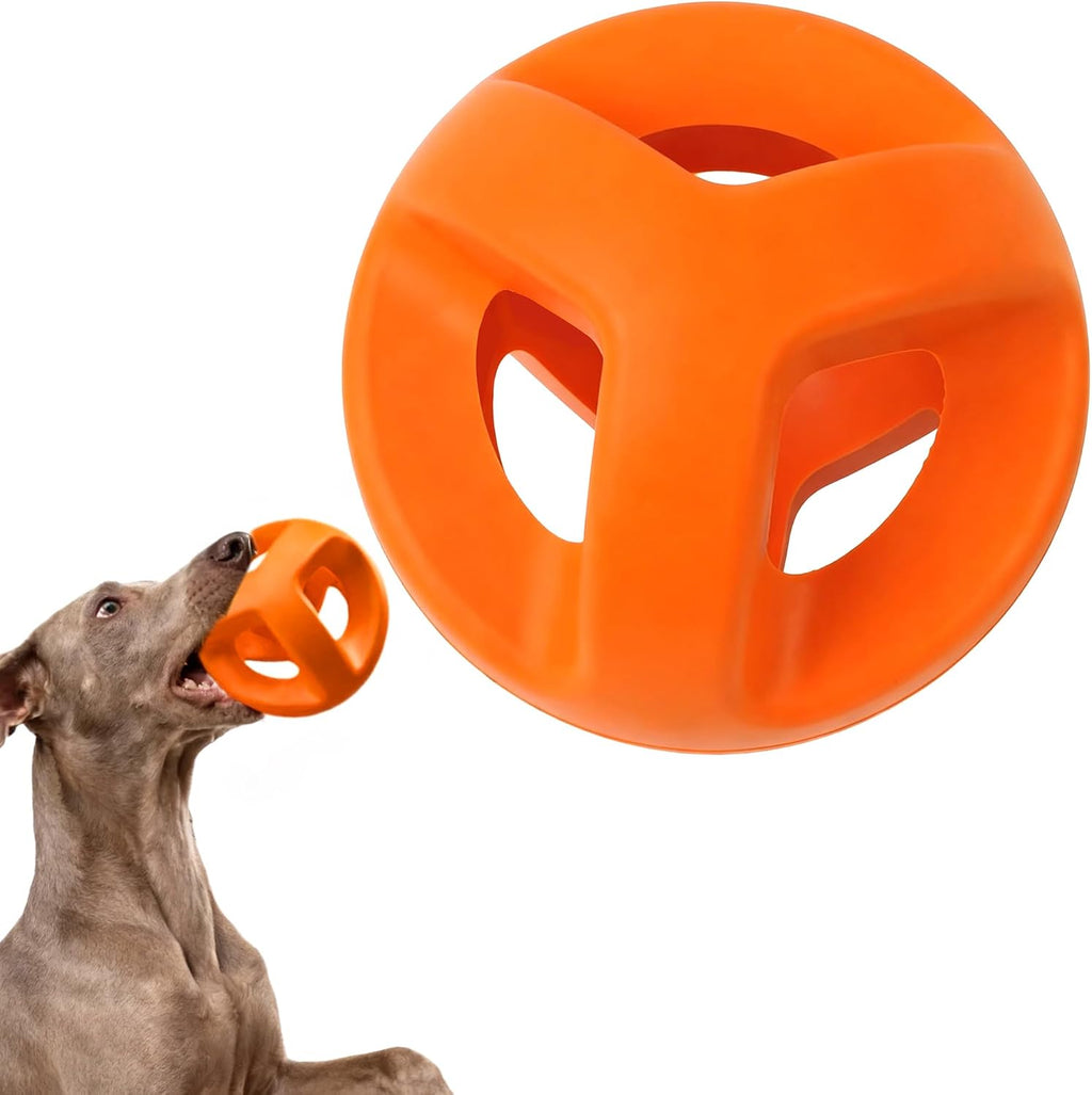 Natural Rubber Dog Balls for Aggressive Chewers, Durable Dog Chew Toys for Large Dogs, Interactive Fetch & Tug of War Toys for Medium Large Breed Non-Toxic Dish Washable,4.5 * 4.5"