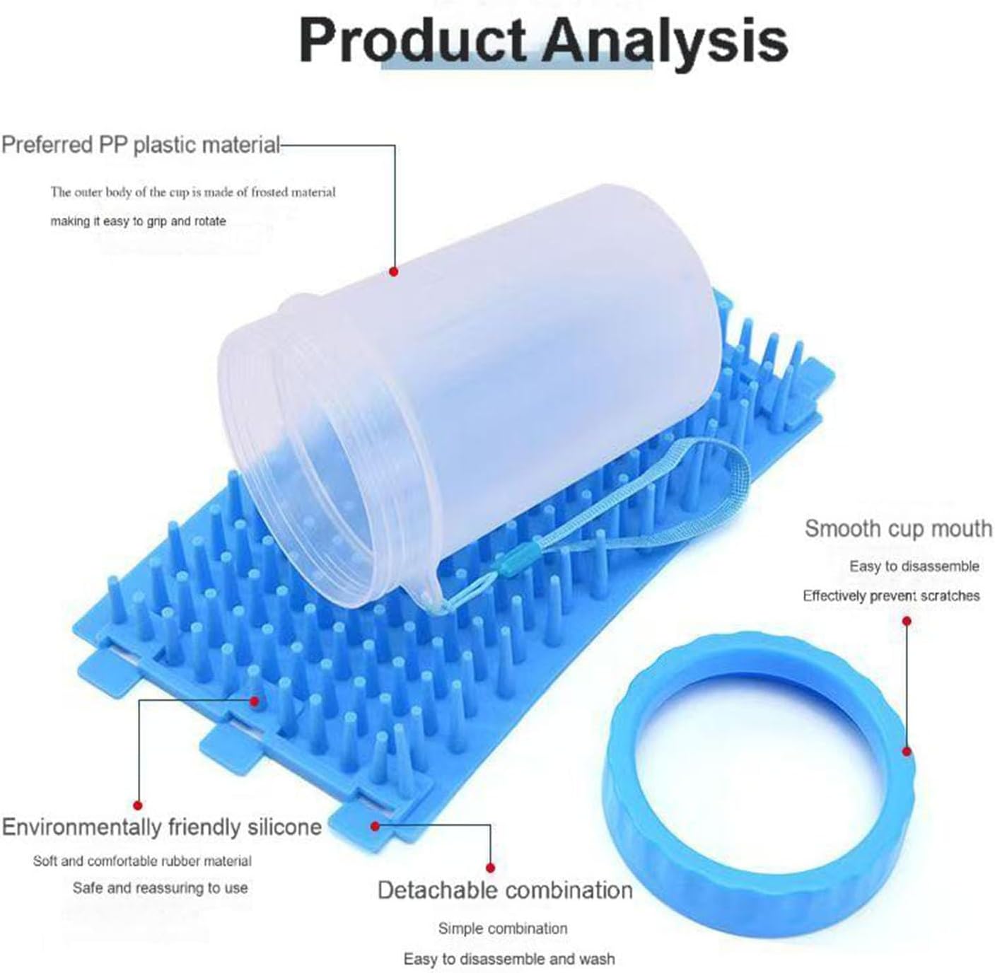 Dog Paw Cleaner,Washer,Pets Foot wash Cup-Pet Foot Cleaner for Small Medium Large Breed Dogs/Cats Pet Clean Paws Miracle Portable Tool(with 1 Towel& 1Brush) Blue - view 7