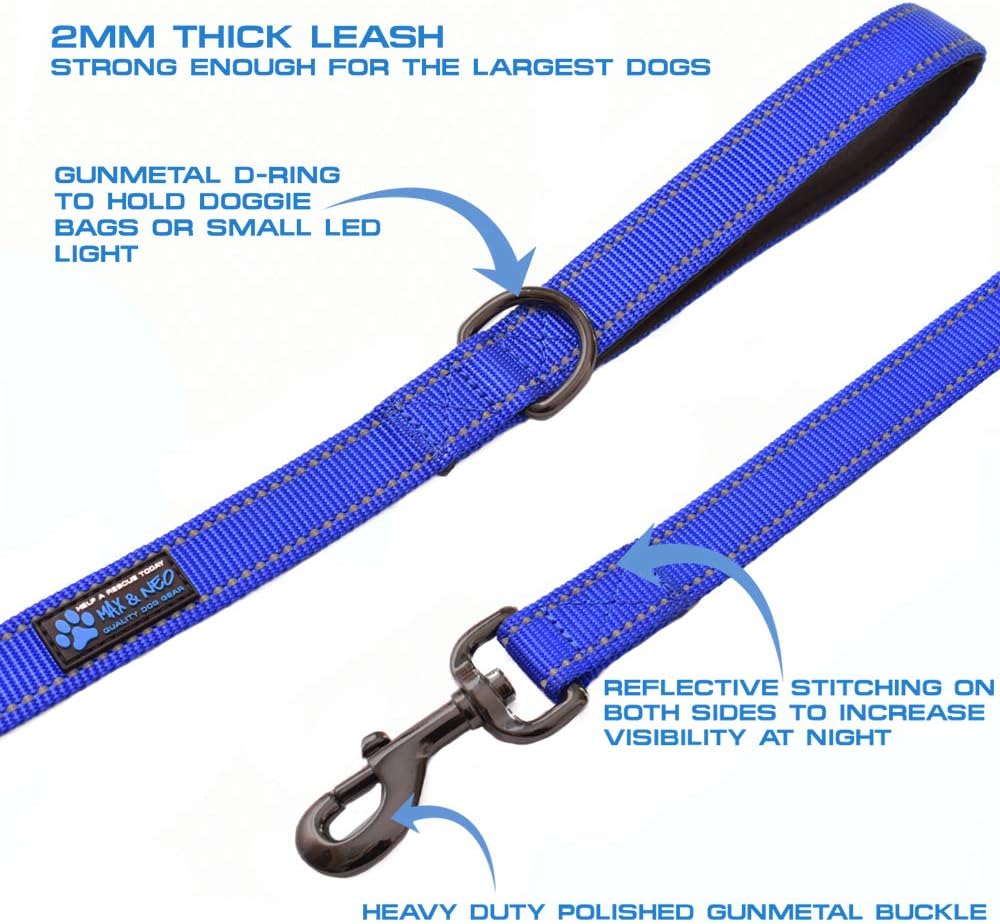 Double Handle Traffic Dog Leash - Reflective, Donates to Dog Rescue (Black, 6 FT) - view 4