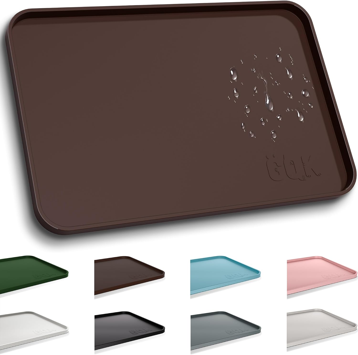 Silicone Dog Cat Food Mat Extra Thick Raised Edge, 18"x12" Gray | Waterproof Non-Slip Pet Feeding for Food and Water Bowls, Spill Proof Mat to Protect Floors, BPA Free Dishwasher-Safe - view 2