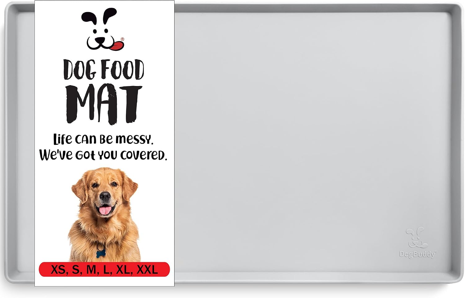 Non-Slip Silicone Food Mat for Dogs (XXL: 32" x 24", Taupe) - Waterproof, Nonslip Dog Feeding Mat with Raised Edges - view 2