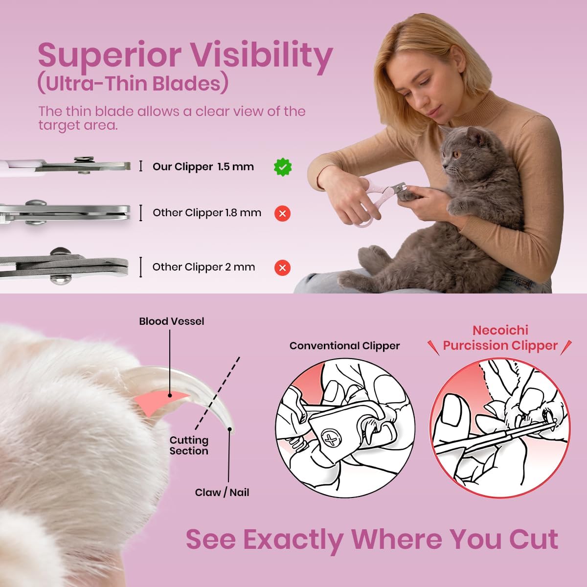 Purrcision stainless steel cat nail clipper, made in Japan (lilac) - view 7