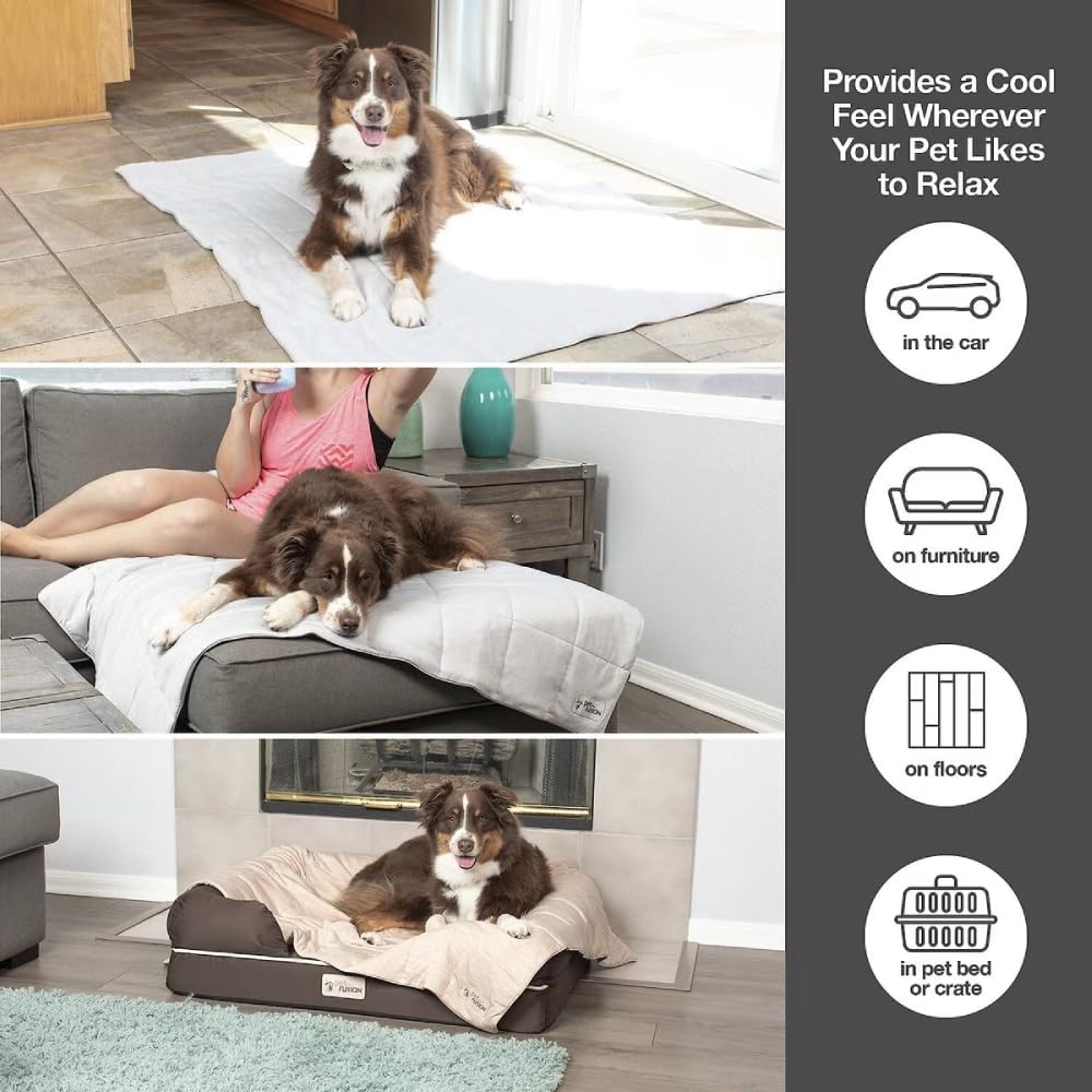 Premium Cat and Dog Cooling Blanket. Lightweight Pet Blanket | Machine Washable | Multiple Sizes: for Pets Small to Extra-Large | Multiple Colors: Grey and Brown - view 5