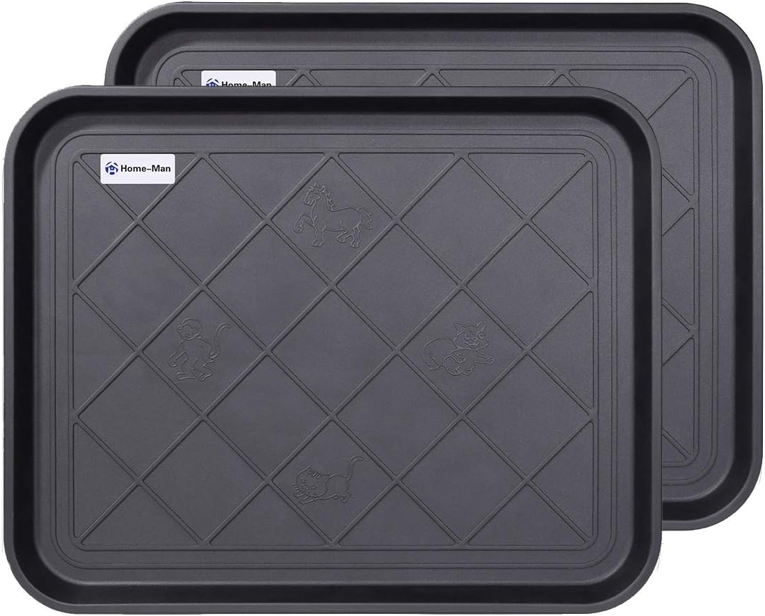 Multi-purpose boot tray mat, boot tray for entryway, pet bowl tray, dog bowl mat, waterproof trays for indoor and outdoor floor protection, 20"x 15"/2 pack