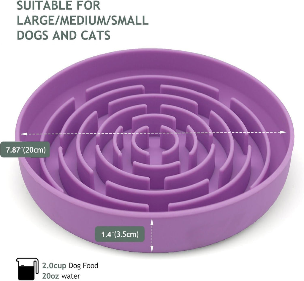 Slow feeder dog bowls, interactive silicone dog feeding bowls for dogs & cats, slow feeder non-slip with suction cups, anti-choking, non BPA, reduces boredom, anxiety, dishwasher microwave safe - view 5