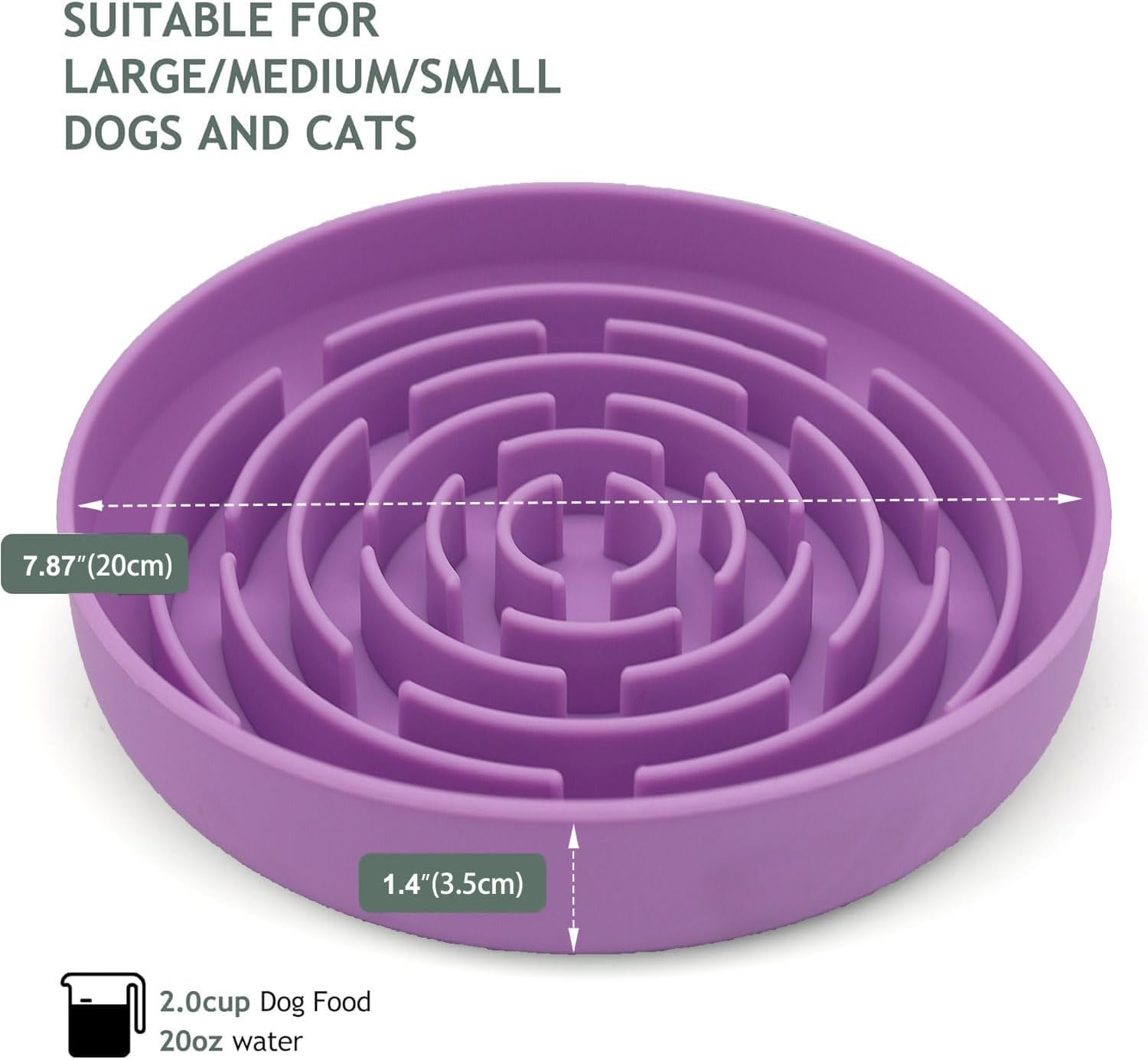 Slow feeder dog bowls, interactive silicone dog feeding bowls for dogs & cats, slow feeder non-slip with suction cups, anti-choking, non BPA, reduces boredom, anxiety, dishwasher microwave safe - view 5