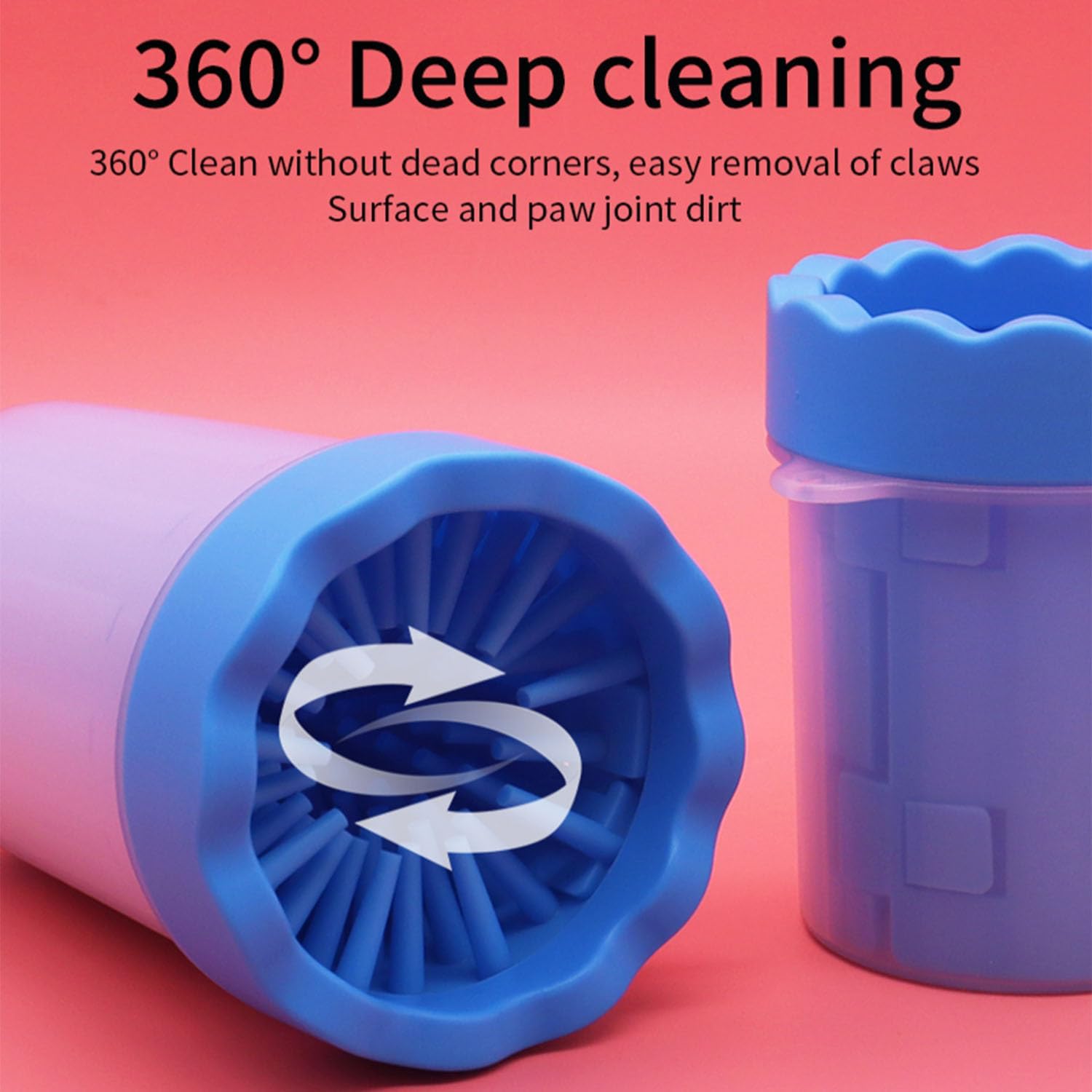 Dog Paw Cleaner,Washer,Pets Foot wash Cup-Pet Foot Cleaner for Small Medium Large Breed Dogs/Cats Pet Clean Paws Miracle Portable Tool(with 1 Towel& 1Brush) Blue - view 6