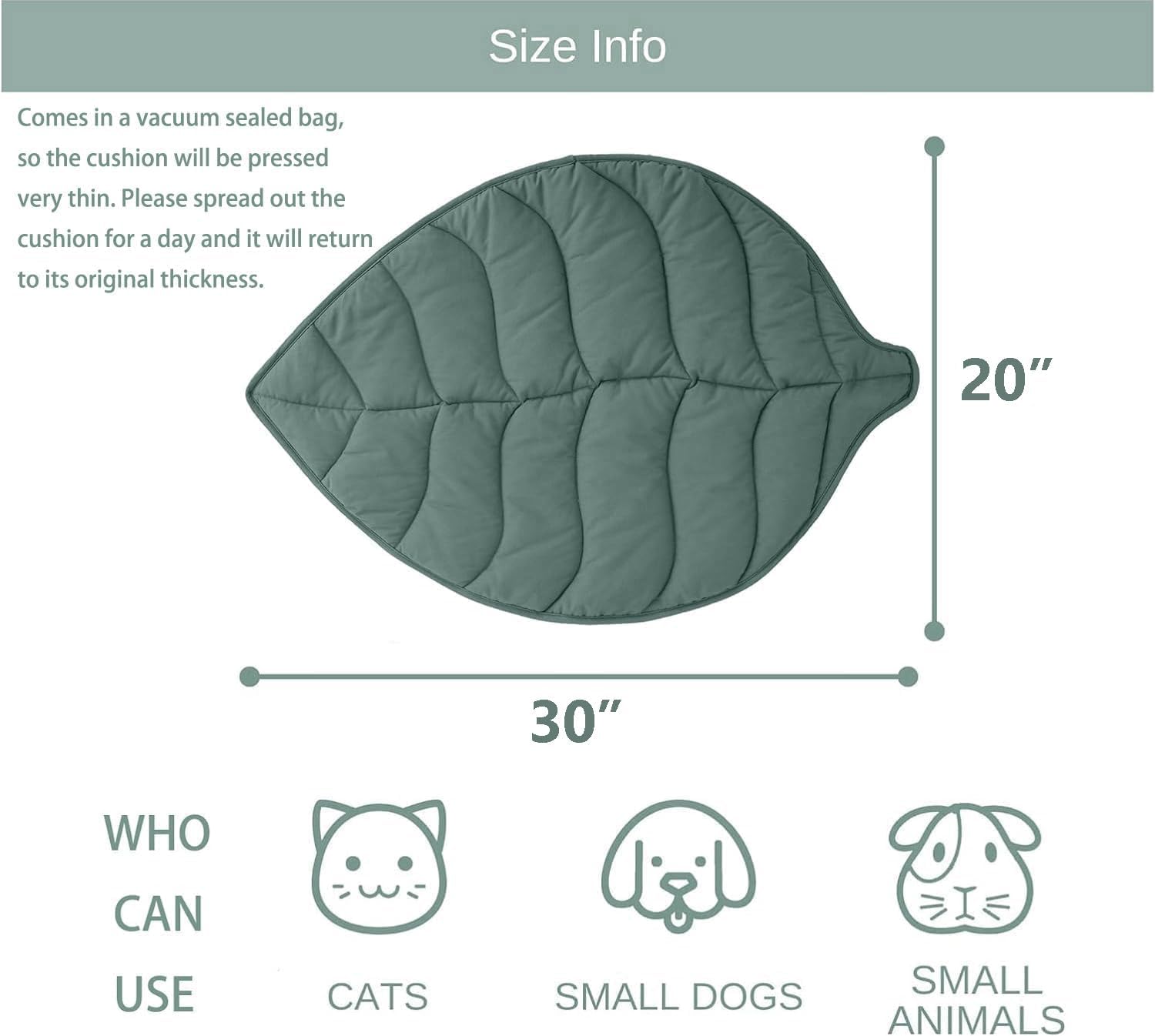 30 X 20 Inch Leaf Shaped Cotton Cat Bed Pad, Warming Cat Mat, Pet Warming Pad for Cats, Warmer Mat for Feral and Indoor Cats, 2025 Enlarged and Thickened Leaf Beds - view 2