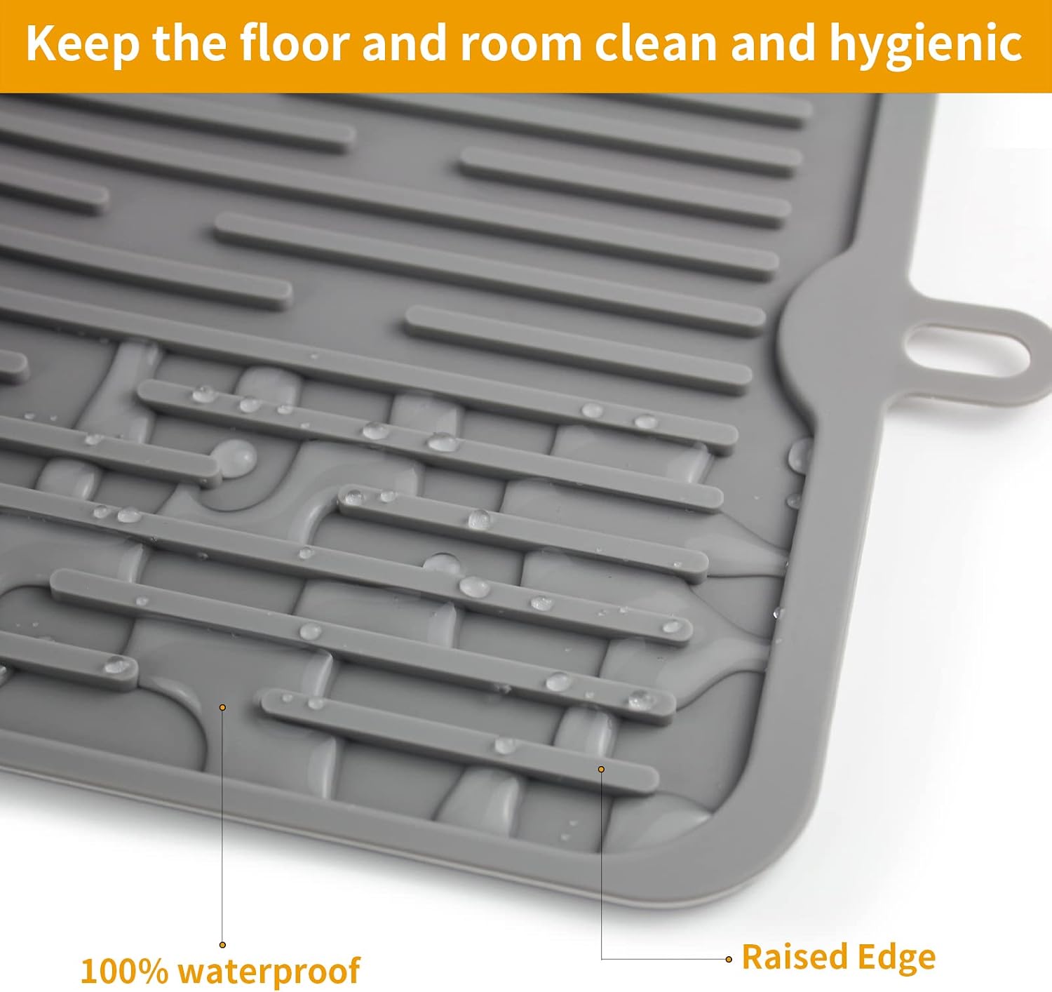 Pet Placemat for Dog and Cat, Mat for Prevent Food and Water Overflow, Suitable for Medium and Small Pet, Grey, Silicone - view 6