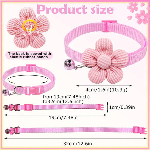 36pcs floral pet collar & hair bows, grooming accessories for puppies & cats | 36pcs floral pet set; 24 hair bows & 12 adjustable bell collars, multi-color for kittens & tiny pets all occasions - view 2
