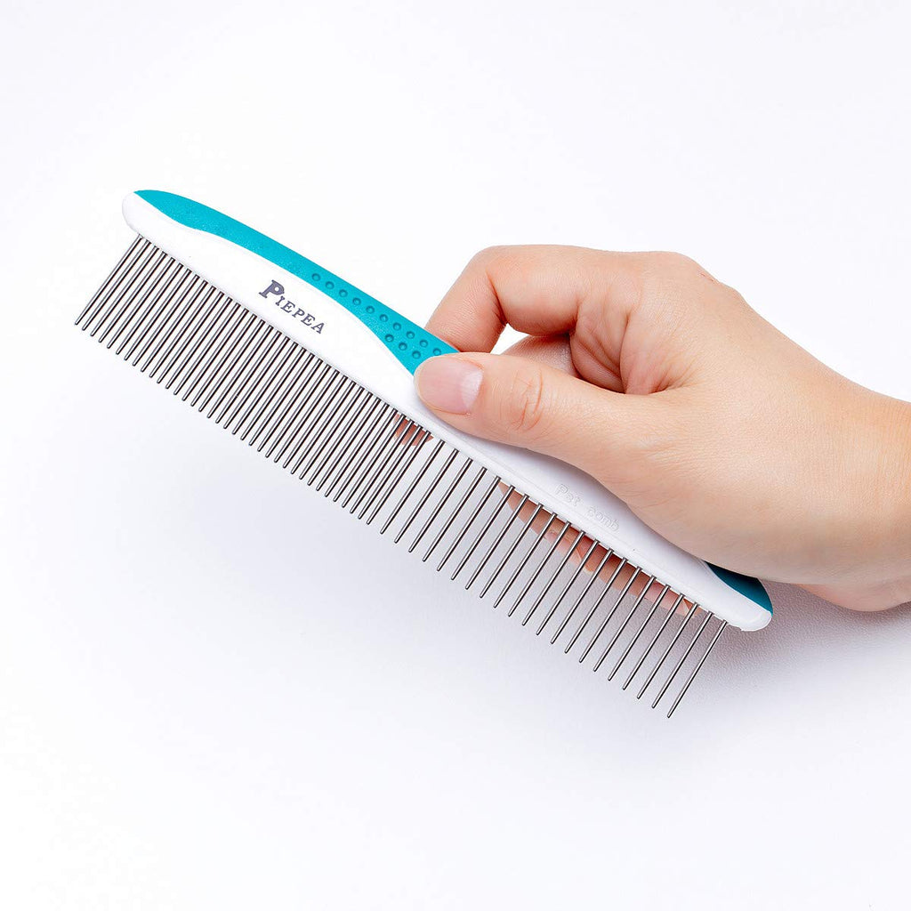 Pet Comb for Dogs and Cats, Stainless Steel Teeth Detangling Grooming Comb | Pets Hair Dematting Deshedding Brush, 7 1/4", Wide & Narrow Teeth, Non-Slip Handle, Remove Tangles, Mats, Knots & Loose Fur - view 5