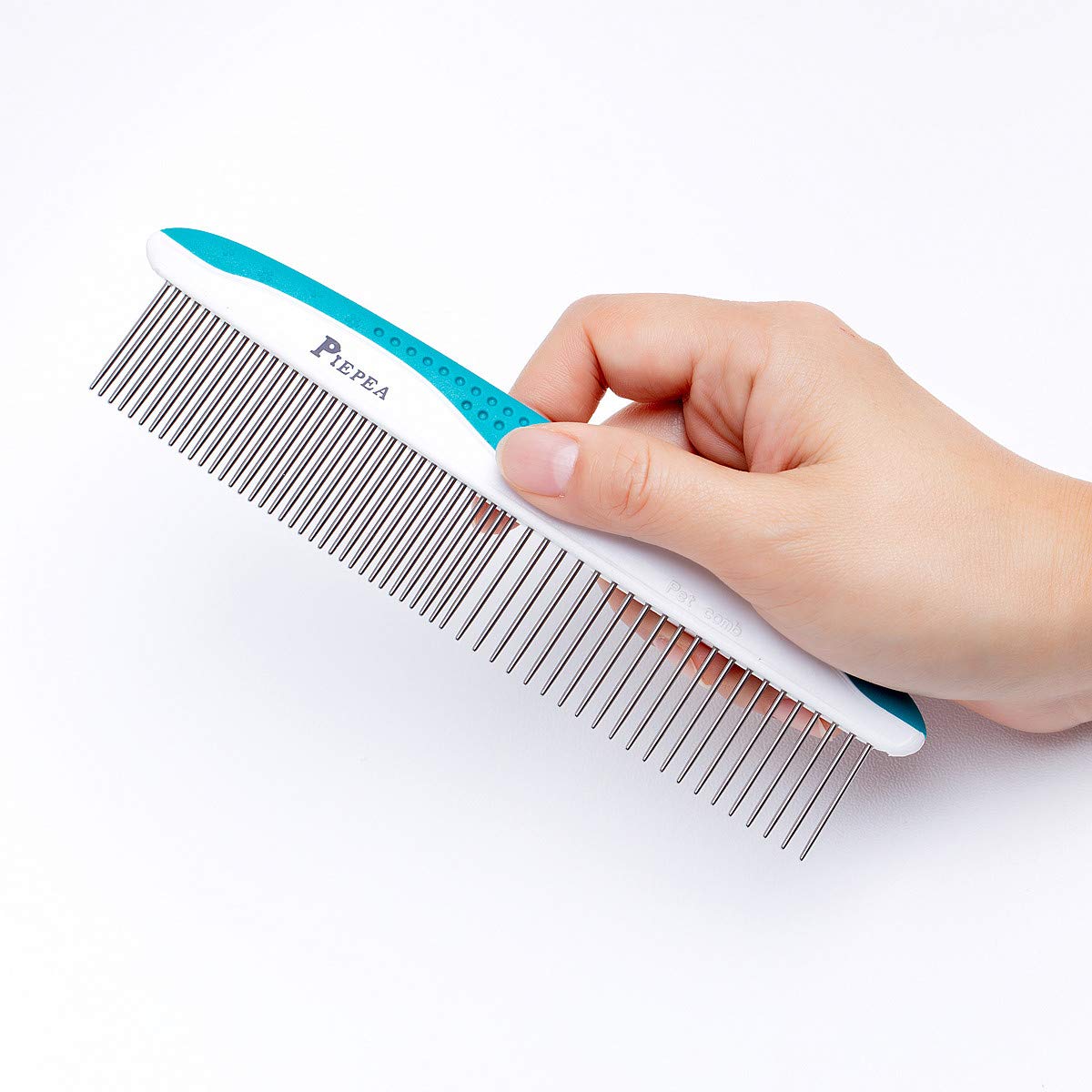 Pet Comb for Dogs and Cats, Stainless Steel Teeth Detangling Grooming Comb | Pets Hair Dematting Deshedding Brush, 7 1/4", Wide & Narrow Teeth, Non-Slip Handle, Remove Tangles, Mats, Knots & Loose Fur - view 5