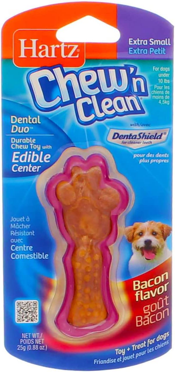 Chew N Clean Dental Duo Dog Chew Toy, Extra Small, Bacon Flavor (9 pack) (Bundle)