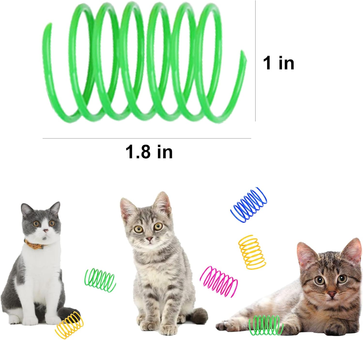 Cat Spring Toy (100 Pack), Interactive Cat Exercise Toy for Indoor Cats, Multi-colored Plastic Coil for Kittens to Swat, Bite, Hunt - view 2