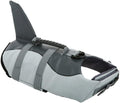 Dog life jacket ripstop shark dog safety vest adjustable preserver with high buoyancy and durable rescue handle for small, medium, large dogs, grey shark large