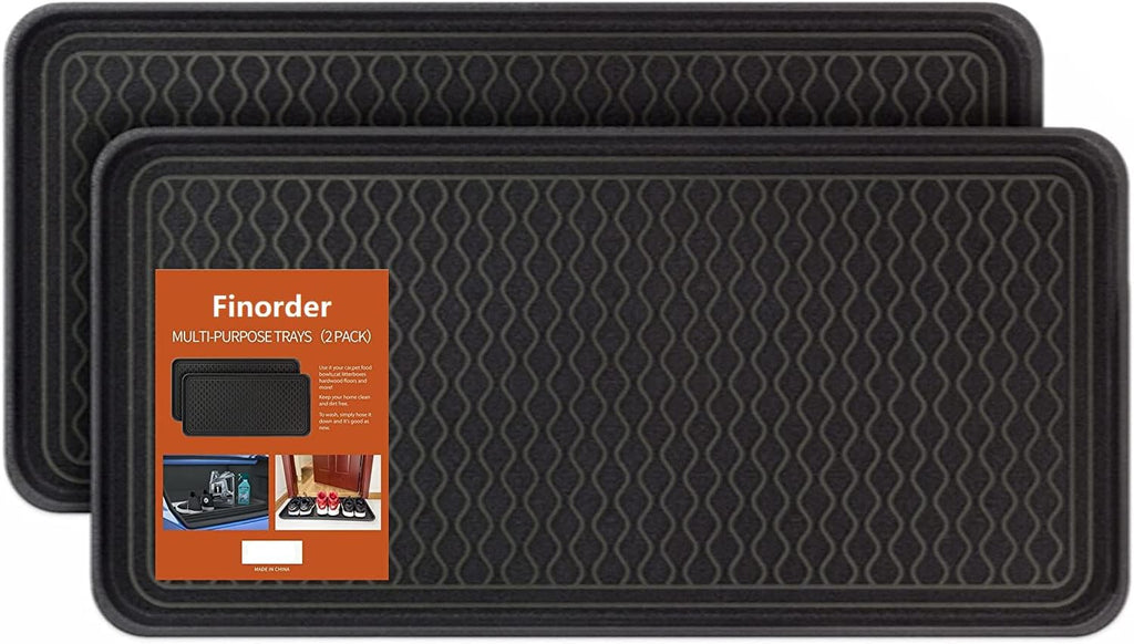 Multi-Purpose Boot Trays, 2 Pack, 30" x 15" x 1.2", Black | All Weather Heavy Duty Shoe Trays & Mat for entryway, Indoor and Outdoor, Waterproof Pet Feeding Mat - view 7