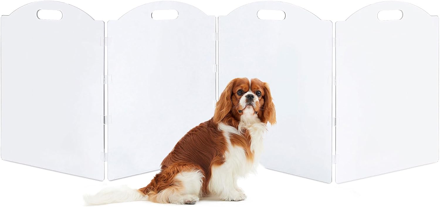 Extra-Wide Clear Acrylic Freestanding Dog Gates for the House – Folding 6-Panel Pet Gates for Doorways, Stairs, and Open Spaces, Transparent Indoor Barrier for Dogs, Puppies & Cats - view 8