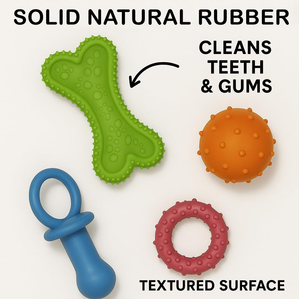 Chew toy natural rubber chew toy for interactive play toy ball rope rubber value set for small to medium breed dog mutt puppy - view 5