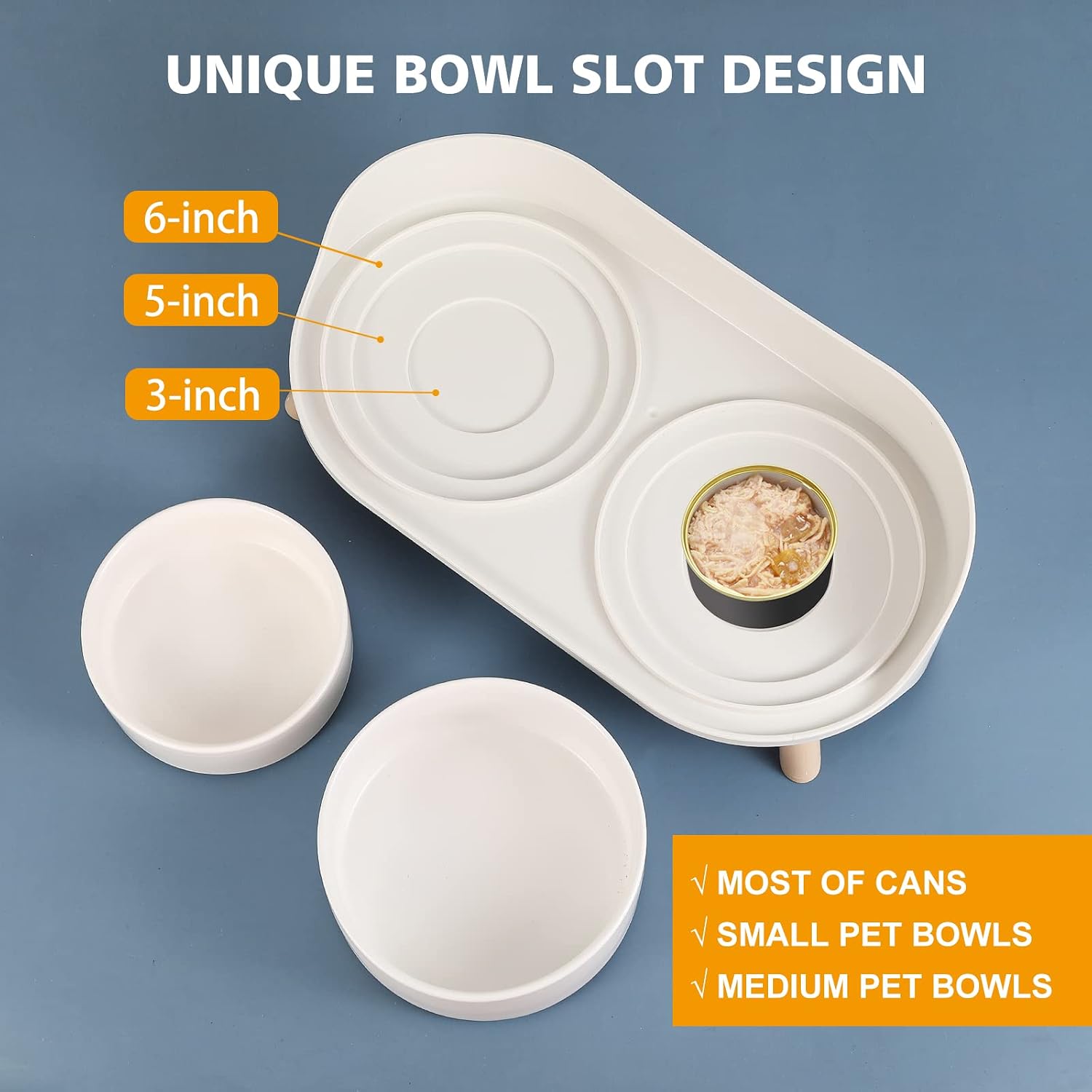 Elevated ceramic dog bowl set - double dog feeding bowls with stand splash proof - raised dishes for food and water - ideal for small to medium dogs - 2 x 720 ml - 11.3 oz - white - view 5