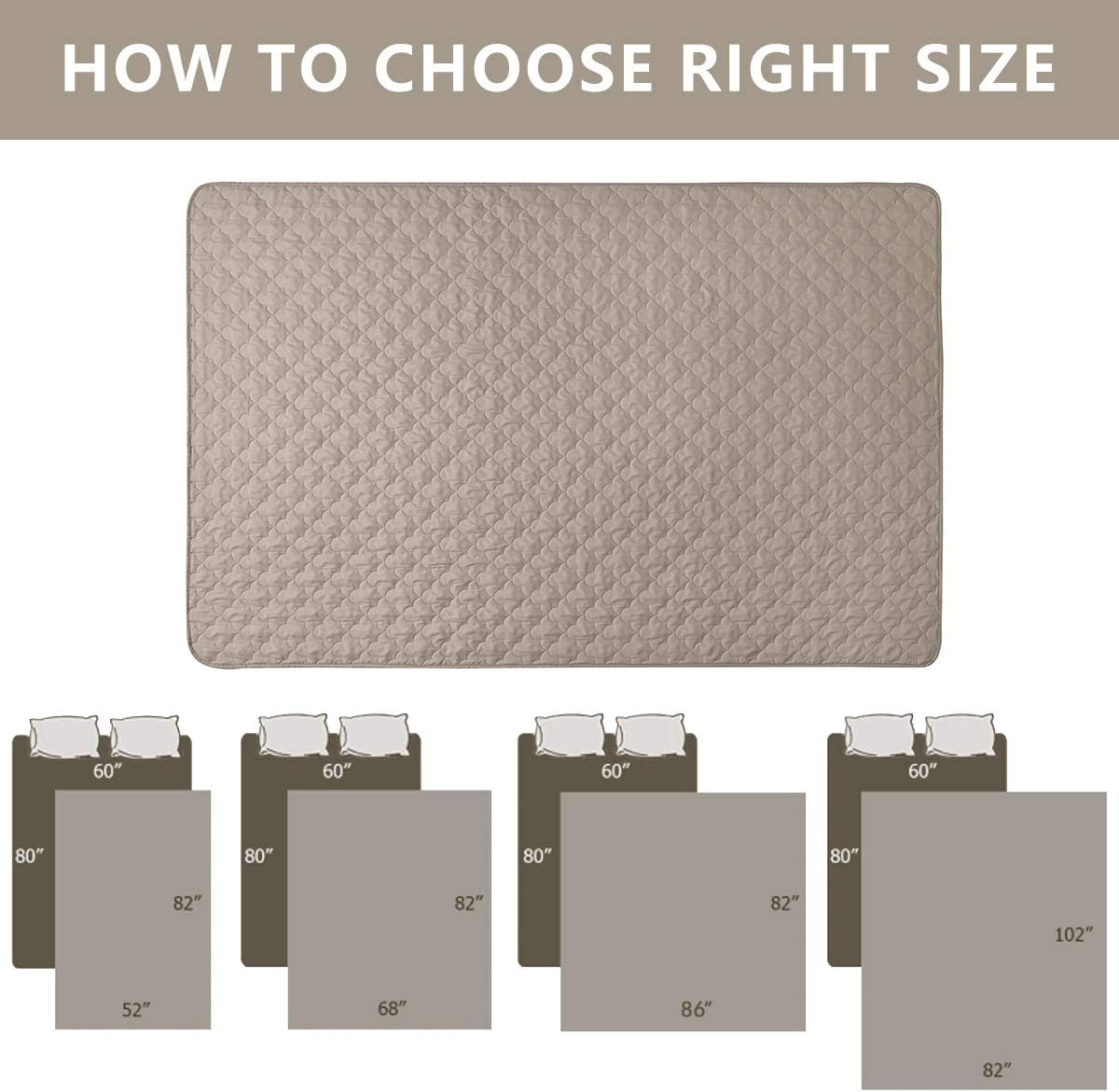 Dog Bed Cover Washable Pee Pads Dog Blankets for Puppy Large Dog Cat,Sofa Reversible Changing Pad Reusable 1 Piece（68"x82",Beige+Sand+Sand） - view 6