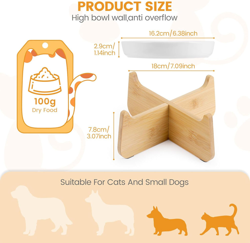 Slow Feeder Cat Bowl with Stand, Ceramic Slow Eating Cat Bowl with Higher Edges Fish Pool Design Elevated Food Bowls for Dry and Wet Food Anti-Vomiting Puzzle Feeder for Healthy Eating Diet - view 3