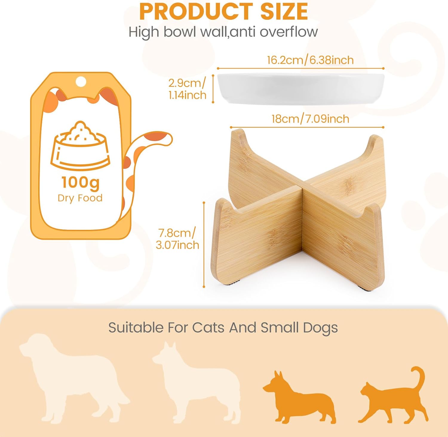 Slow Feeder Cat Bowl with Stand, Ceramic Slow Eating Cat Bowl with Higher Edges Fish Pool Design Elevated Food Bowls for Dry and Wet Food Anti-Vomiting Puzzle Feeder for Healthy Eating Diet - view 3