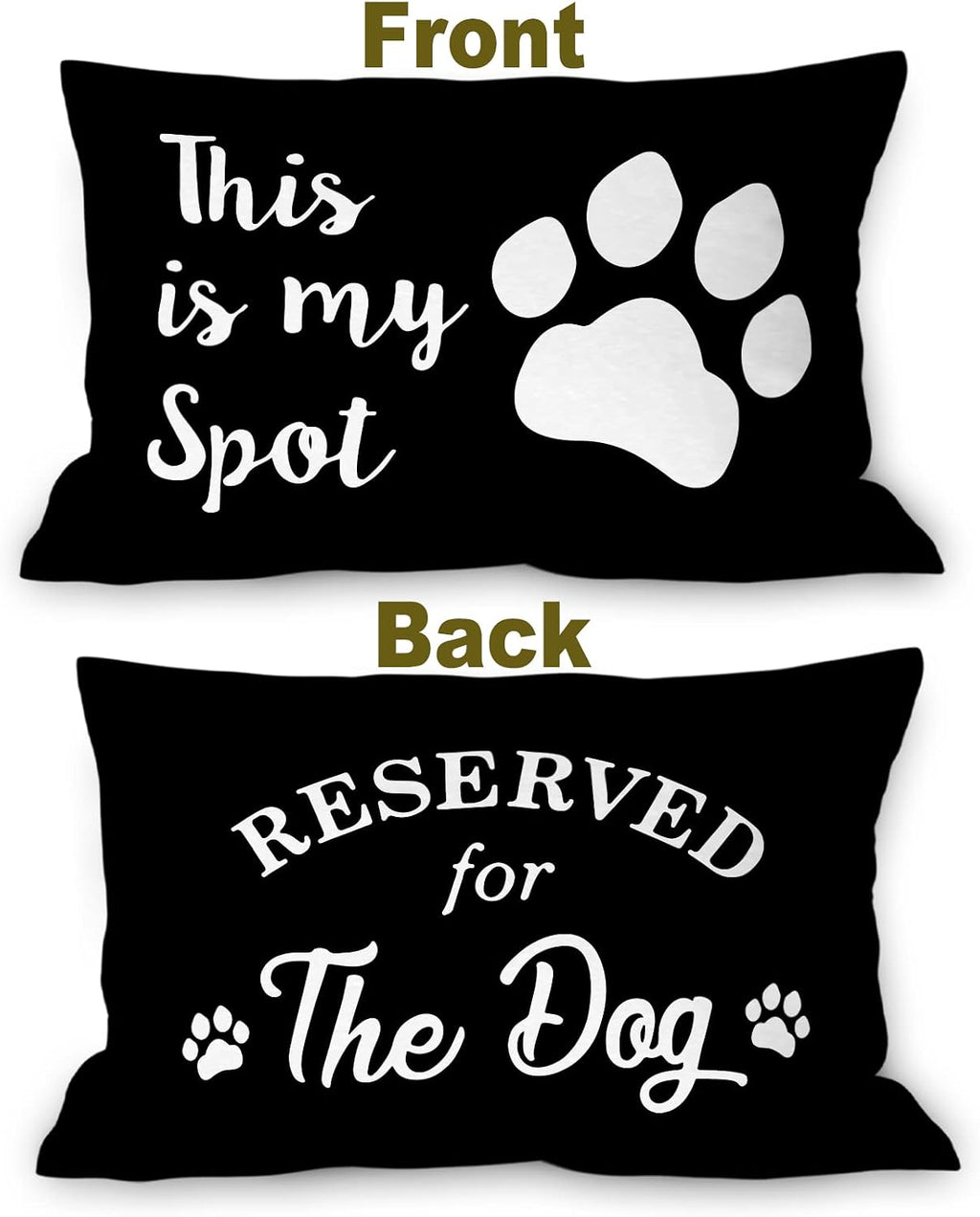 Reserved for The Dog Reversible Soft Pillow Covers Double-Sided, Funny Pet Paw This is My Spot Decorative Pillowcase, Pet Dog Lover Decor Decorations for Home Bedroom Living Room（12 × 20 Inch） - view 2