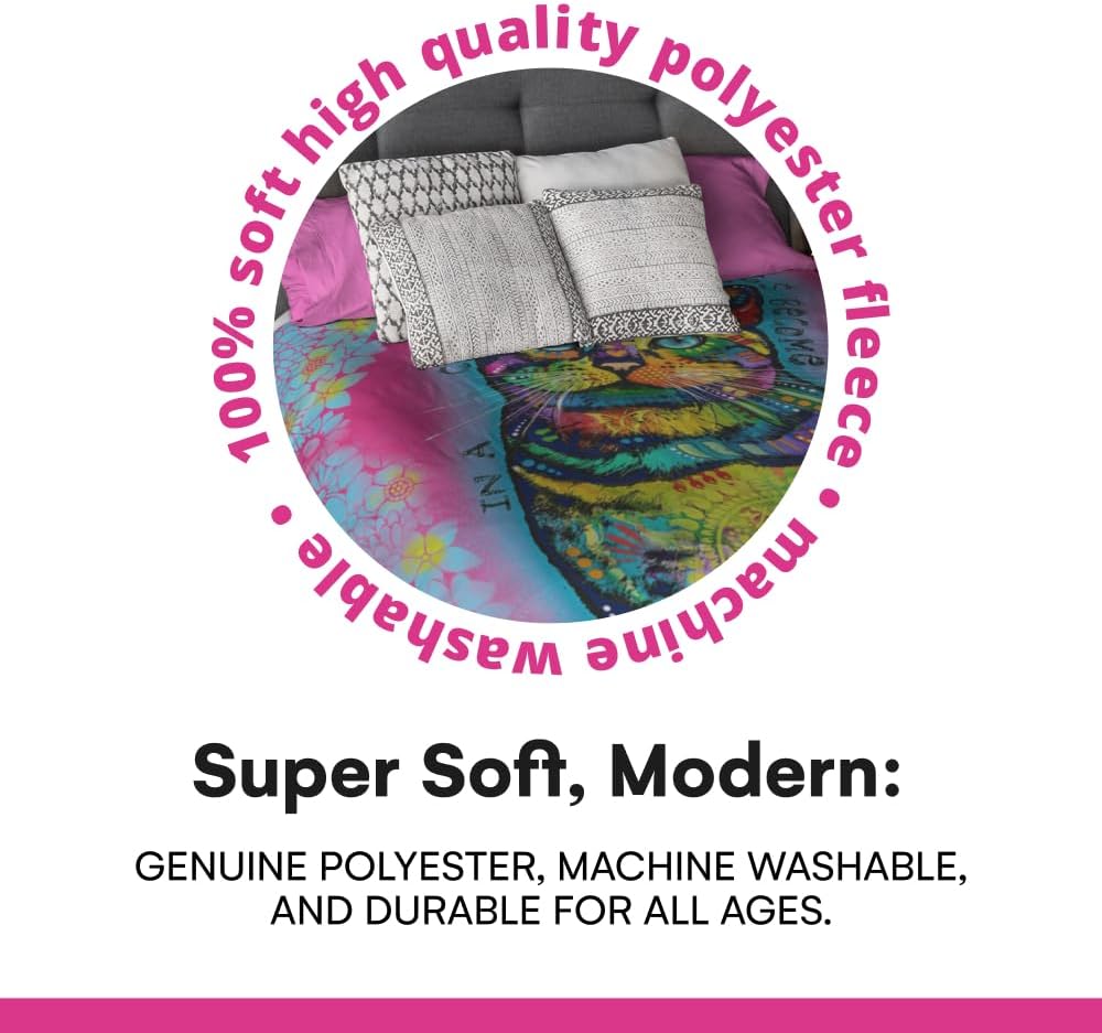 Colorful Cat Fleece Blanket for Bed, 50 x 60 inches Dean Russo Cat Fleece Throw Blanket for Women, Men and Kids - Super Soft Plush Cat Blanket Throw Plush Blanket for Cat Lovers - view 5
