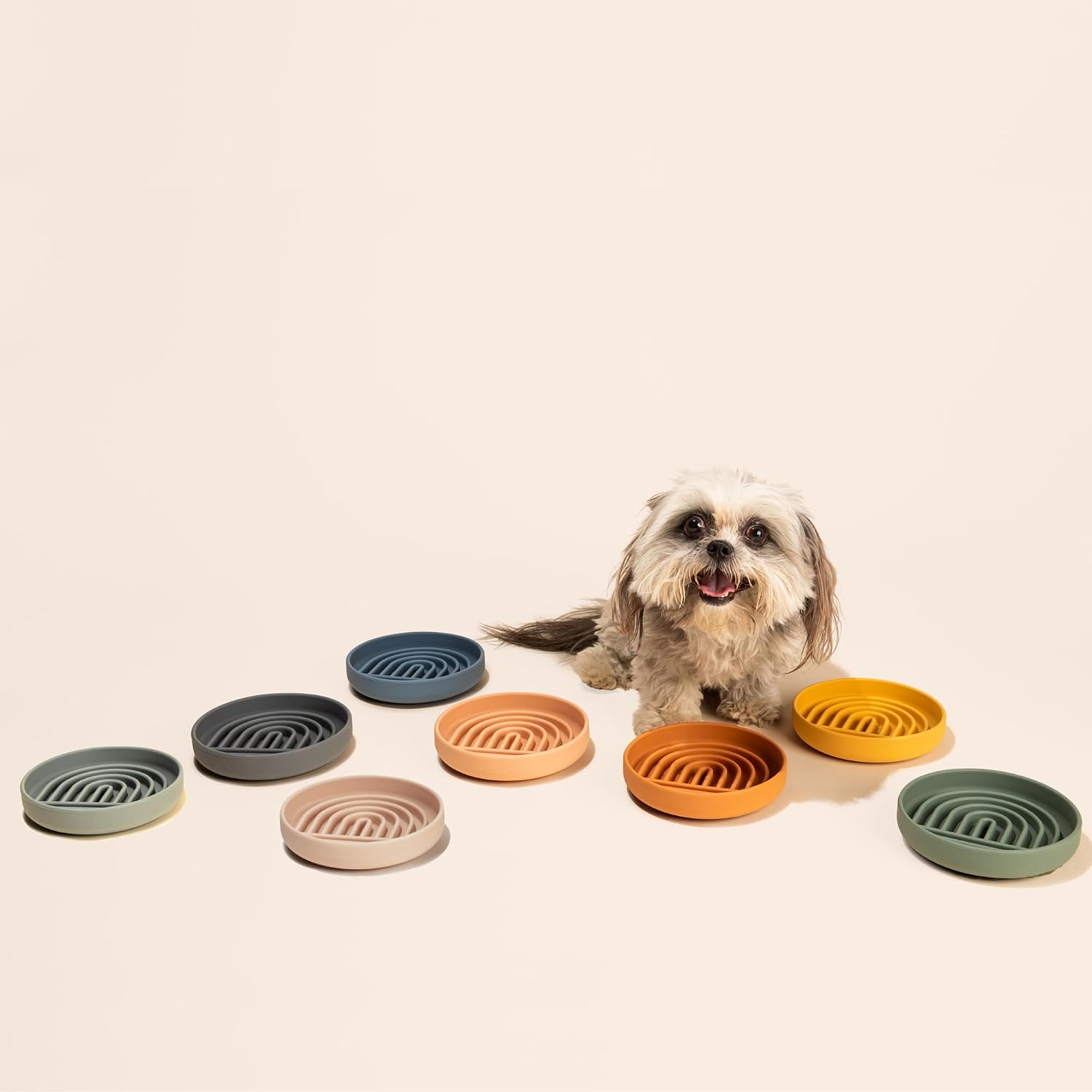 Slow feeder dog bowls - small size silicone slow eating dog bowl for puppies & dogs with suction cup - dishwasher-safe, lick mat design, reduces gulping, for all breeds, 6"x1.25" - blush - view 7