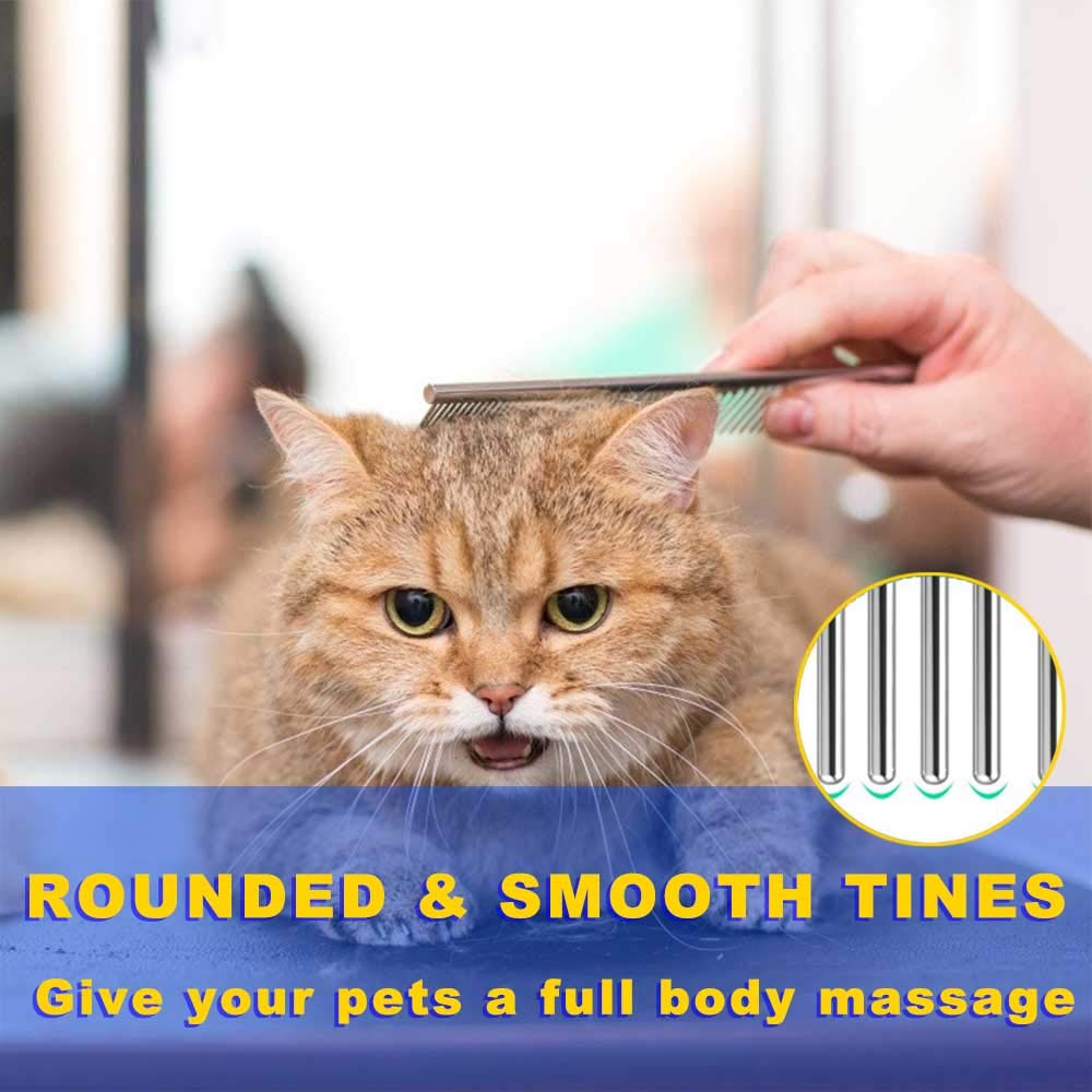 2 Pack Dog Combs with Rounded Ends Stainless Steel Teeth, Cat Comb for Removing Tangles and Knots, Professional Grooming Tool for Long and Short Haired Dog, Cat and other pets, 6.3IN/7.4IN - view 6