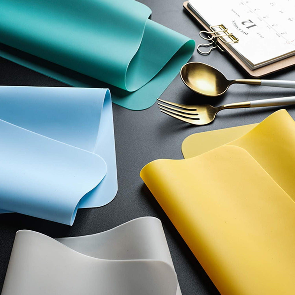 Silicone placemats, food-grade non-slip waterproof, dining, stain resistant, countertop protector, kitchen counter mat, heat resistant, baking mat dishwasher safe (15.7x11.8inch-4pack, black) - view 4