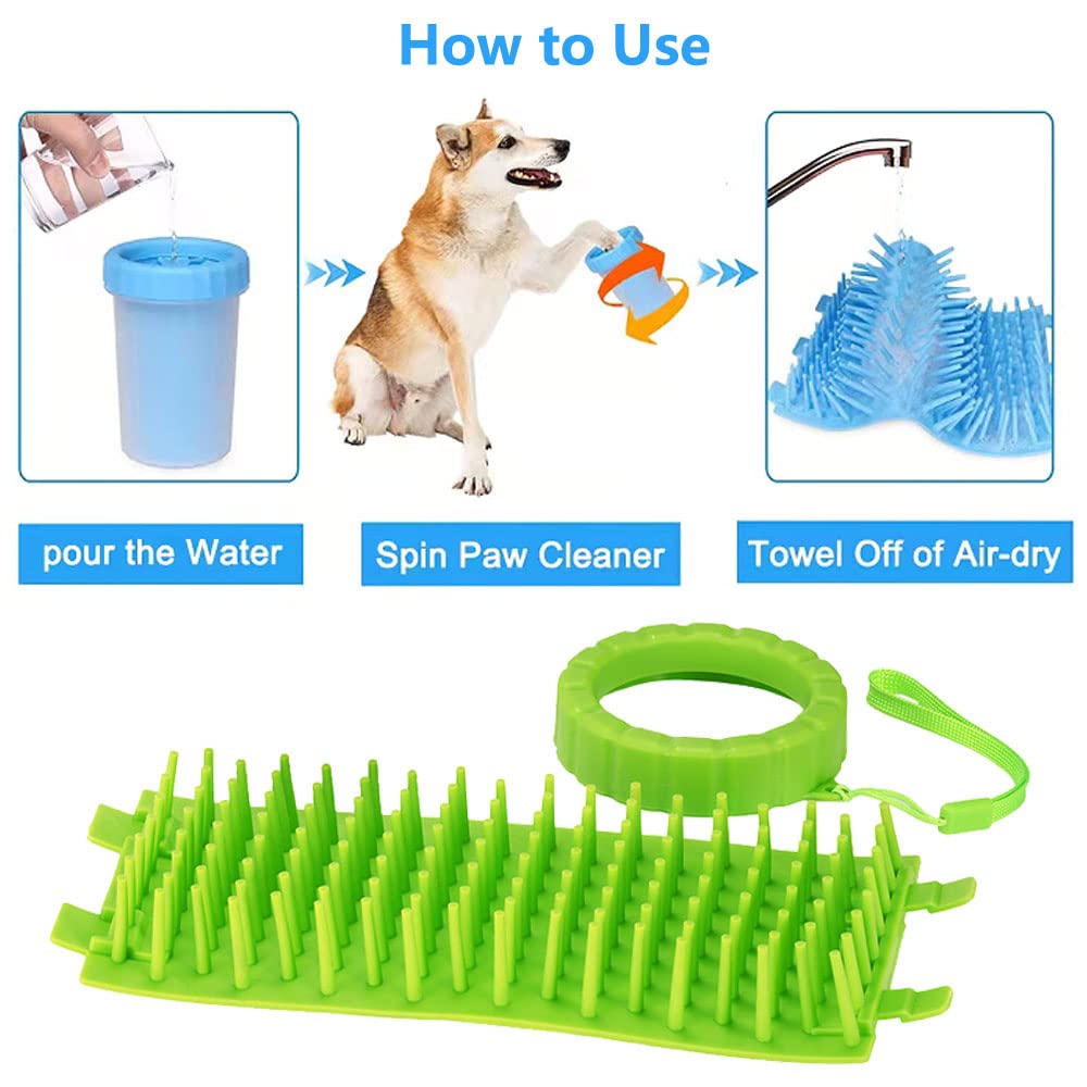Dog Paw Cleaner Dog Paw Washer Cup with Lanyard, 2 In 1 Portable Silicone Pet Cleaning Brush Feet Cleaner for Small Dogs, Cat Paw Cleaner Dogs Grooming Dog Foot Cleaner (Green) - view 3