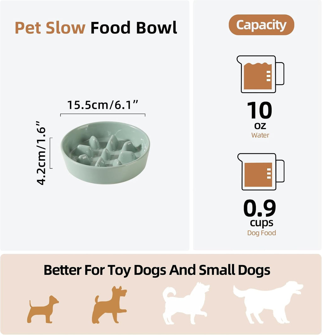 Dog Bowls Slow Feeder, Ceramic Slow Feeder Dog Bowls for Fast Eater | 0.9 Cups Dog Food Bowl Puzzle Feeder, Slow Feeding Bowls for Small Breed, Non-Slip Base, Anti-Choking - view 2