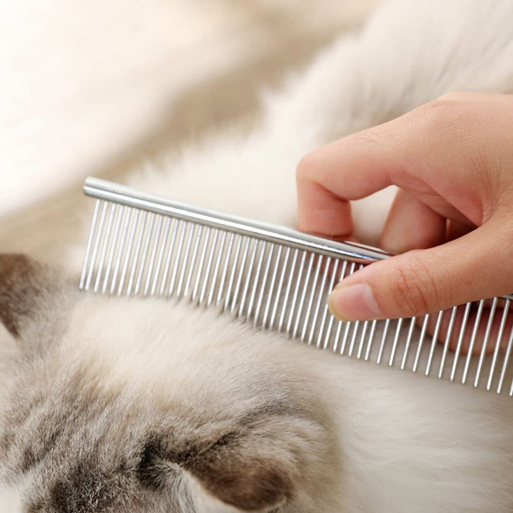 Stainless Steel Comb Set for Dogs and Cats, Pet Metal Brusher, Silver, Pack of 3 - view 5