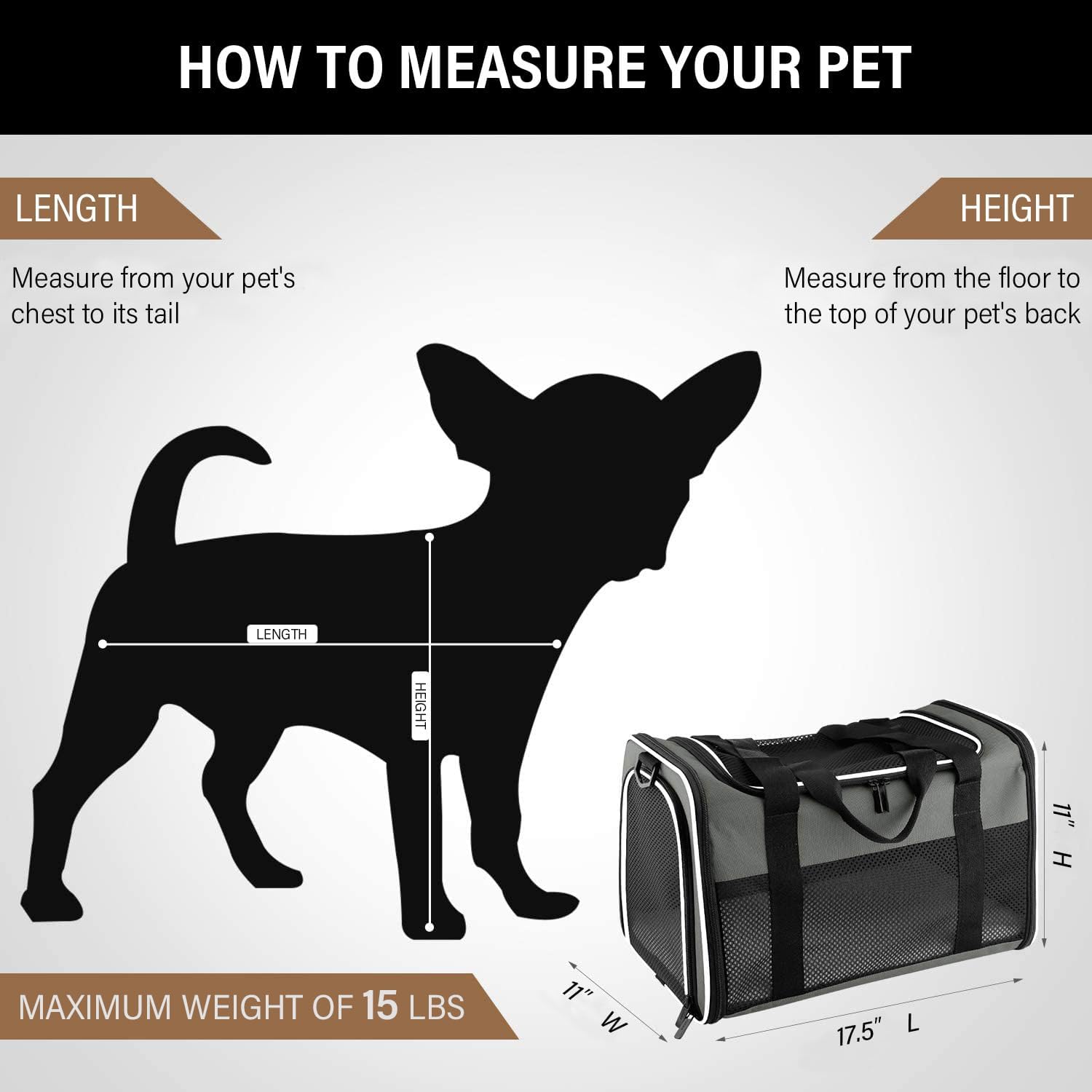 Cat carrier - portable foldable dog pet carrier, soft-sided pet bag up to 15 lbs, airline approved travel puppy carrier - view 2