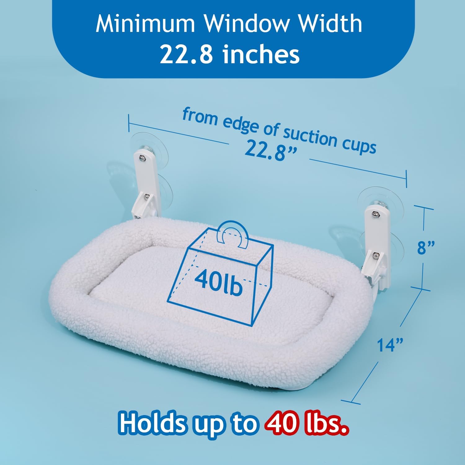 Foldable Cat Hammock for Window - Cordless, Embeded Machine Washable Bed, Robust Metal Frame - Cat Window Perch for Large Cats and Kittens (White Bolster Bed, Medium) - view 4