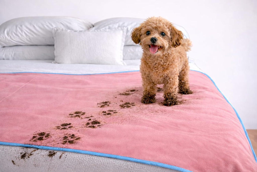 Pink/blue waterproof blanket jumbo 80x60 | 100% leakproof for messy moments, pets and spills, machine wash & dry - view 4