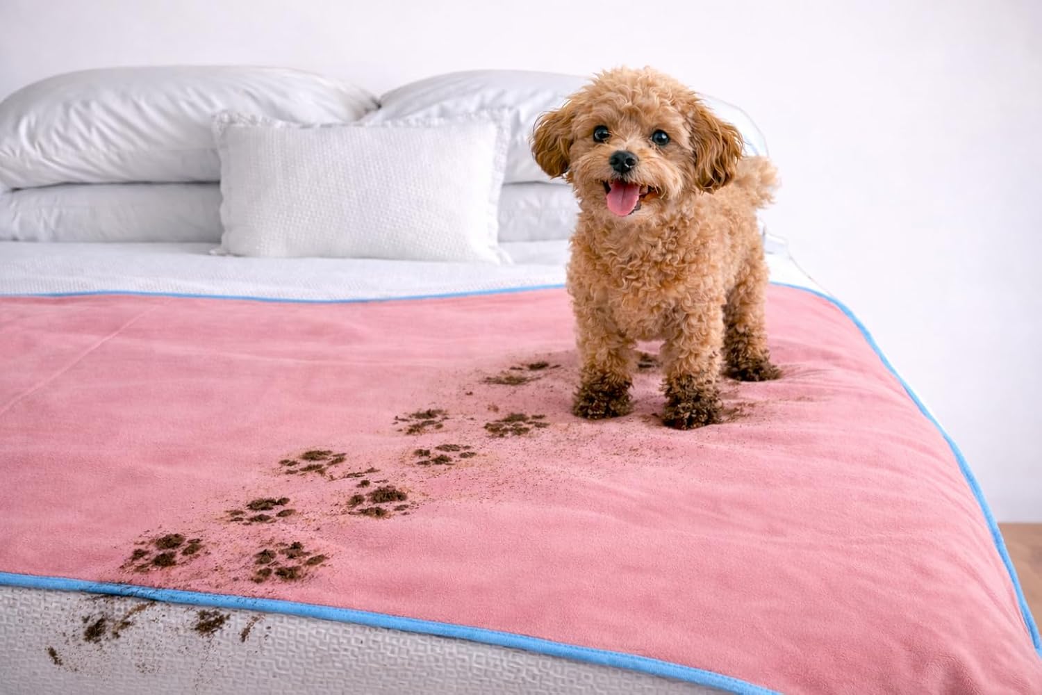 Pink/blue waterproof blanket jumbo 80x60 | 100% leakproof for messy moments, pets and spills, machine wash & dry - view 4