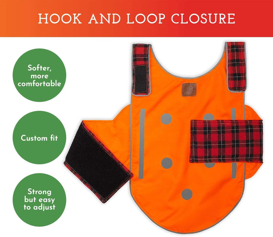 Reflective Dog Vest - Reversible High Visibility Safety Dog Accessories, Fluorescent Dog Apparel for Walking, Hiking & Camping, Hunting (Blaze Orange, Red Plaid, Medium) - view 7